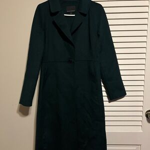 Unlined Double-Faced Maxi Coat-Pine Green